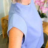 women's boxy relaxed fit tee in blue or green