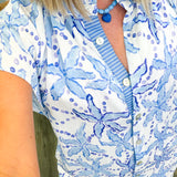 Stella Blue Pattern Button Down Dress