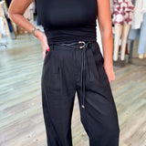 JESSICA BLACK BELTED TROUSER PANTS