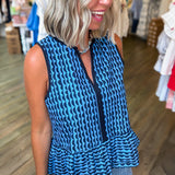 TRISTAN BLUE SCALLOP PEPLUM TOP