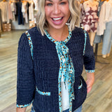 LAURA NAVY VELOUR JACKET