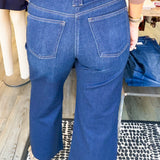 Meg High Rise Front Patch Dark Wash Director Jean