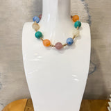 Colorful Marble & Gold Beaded Necklace