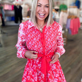 CASEY RED PINK MULTI PRINT DRESS