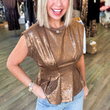 Mary Metallic Cinched Top