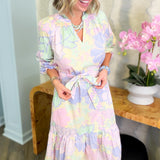 Pastel Floral Off Shoulder Maxi Dress