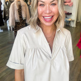 Eve Cream Short Sleeve Top