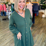 FOREST GREEN QUILTED DRESS