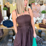 Hester Brown Pleated Dress