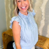 Naomi Blue Ruffle Sleeve Top