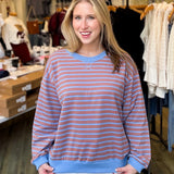 MONICA BLUE CLAY STRIPE PULLOVER