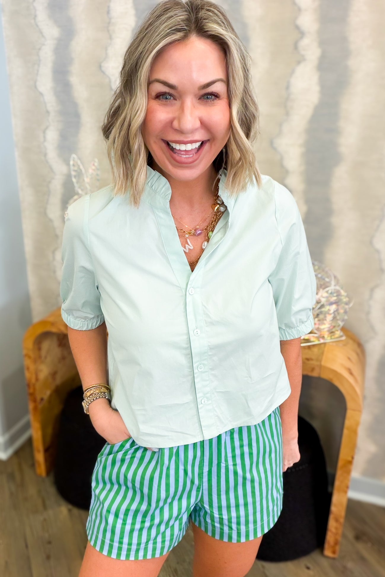 Lillian Frilly Button Down Top