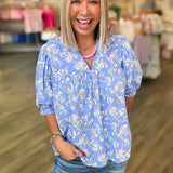 MAGGIE BLUE PRETTY PETALS TOP