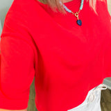Rosie Crew Neck Oversize Crop Knit Tee