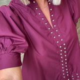 STELLA BURGUNDY STUDDED TOP