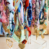 LISA AQUA MULTI CHARM SCARF NECKLACE