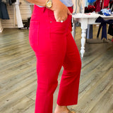 Red Kelsey High Rise Ankle Flare KUT Denim