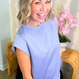 women's boxy relaxed fit tee in blue or green