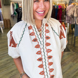 Foxy Animal Sleeve Textured Top