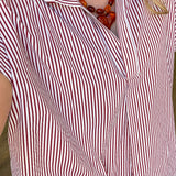 Roxie Maroon Collared Stripe Top