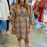 BURBERRY PLAID BABYDOLL DRESS