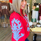 Red Blue Bordeaux Blouse