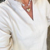 Cream Suede Long Sleeve Top