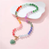 Rhyin Multi Beaded Necklace with Heart Charm