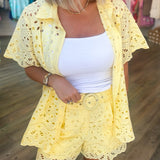 SUNNY DAYS EYELET BELTED SHORTS