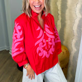 Laurie Red Embroidered Blouse
