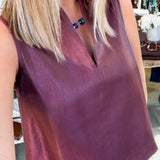 Maroon Straight Vneck Collar Tank