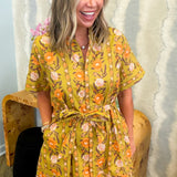 Ember Green Floral Mini Dress