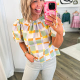 PASTEL COLORBLOCK BLOUSE TOP