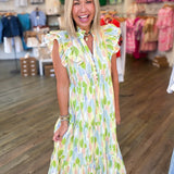 PASTEL BRUSHSTROKE MIDI DRESS