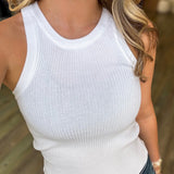 SADIE WHITE RIBBED TANK