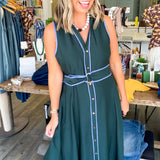 Liv Hunter Green Belted Midi Dress