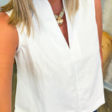 Lacey White Sleeveless Blouse