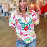 SPRING FLING EMBROIDERED BLOUSE