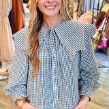 Peter Pan Gingham Poplin Top