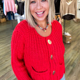 Leslie Red Knit Cardigan