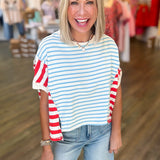 USA STRIPE CROP BOXY TEE