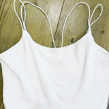 Elastic Strap Two Ply Knit Cami Crop Top