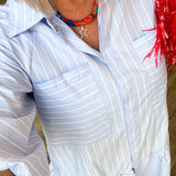 Mallory Blue Striped Poplin Dress