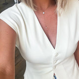 CREAM FITTED VEST TOP