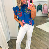 HANNAH COLBALT FLORAL BLOUSE