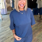 DUSTY BLUE LUXE SHORT SET