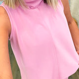 Pink Scuba Sleeveless Mock Top
