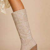 Western Embroidered Knee High Cowboy Boots