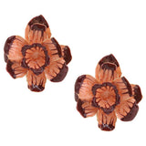 Floral Painted Maroon and Pink Earrings