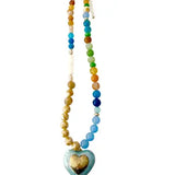 Peri Beaded Heart Charm Necklace